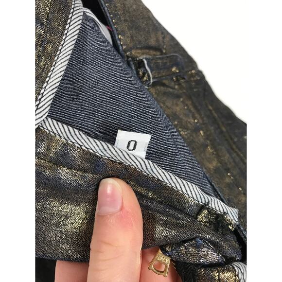 Alice & Olivia Metallic Gold Cargo Slim Jean Pants Women 0 / 25 Holiday NYE - Picture 9 of 11